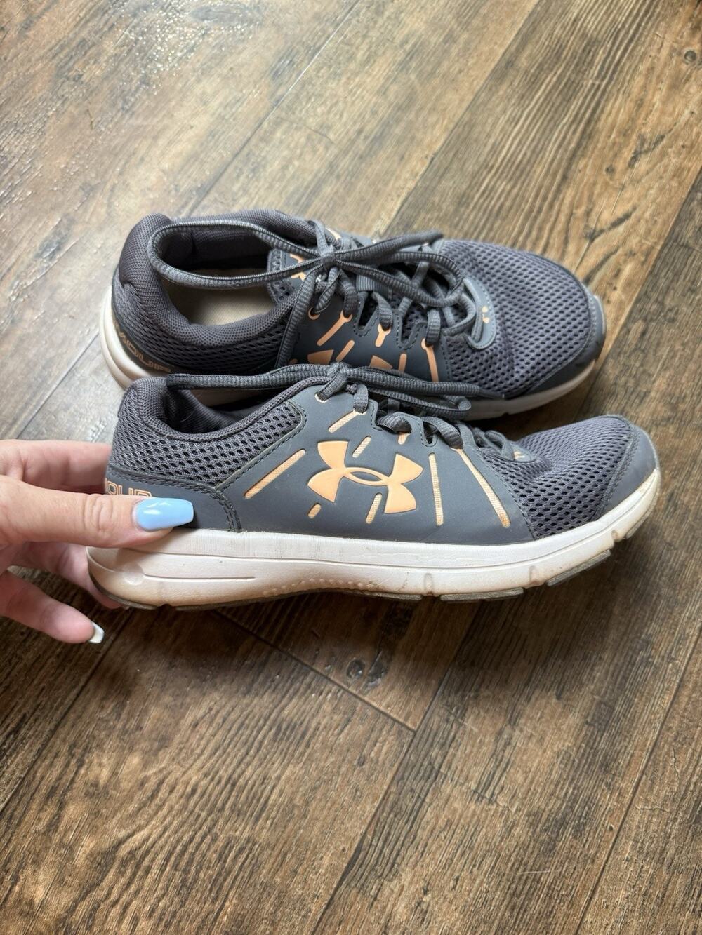 Under Armour DASH 2 Running Shoes Womens 6.5 Gray Pink Tennis Shoe Sneaker